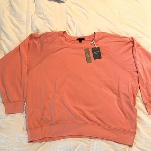 NWT J Crew French Terry sweatshirt in Coral, size L